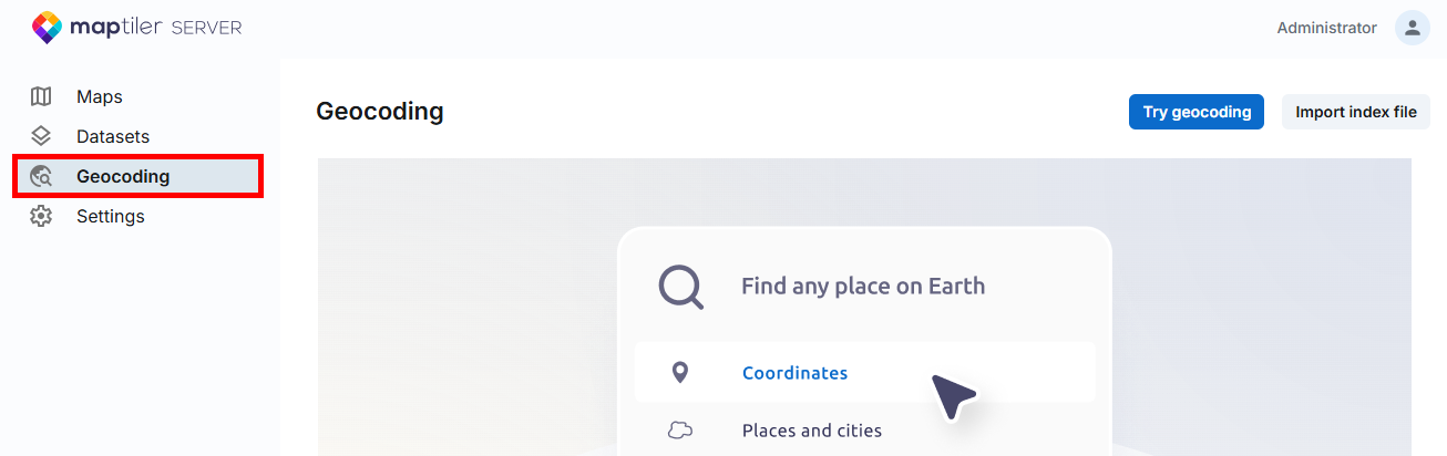 Geocoding in MapTiler Server