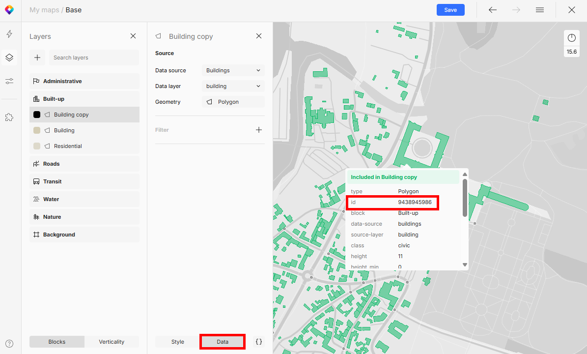 Copy the building ID