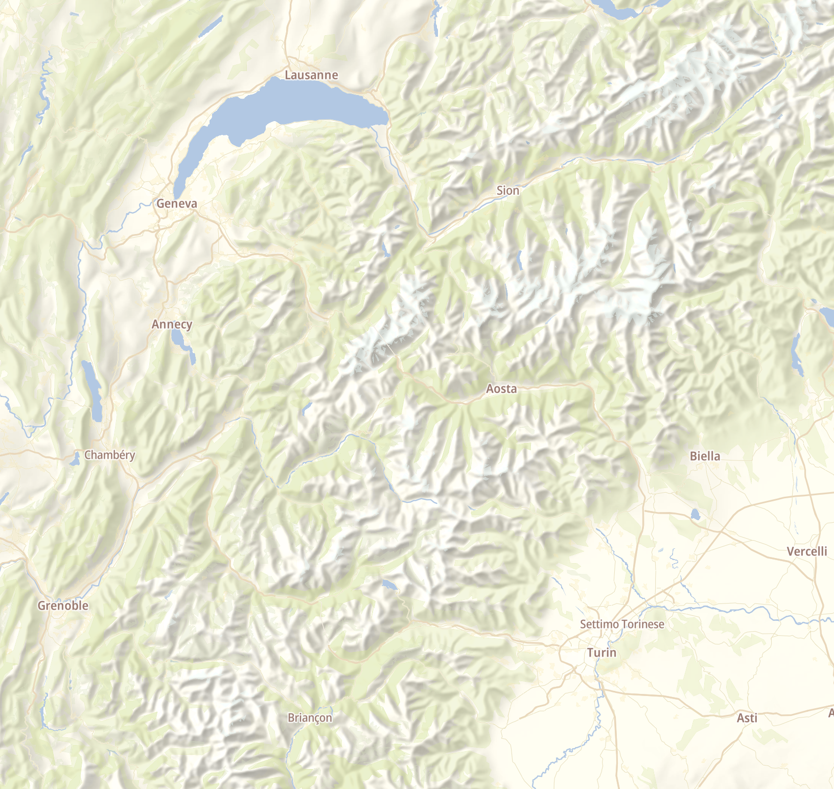 Landscape map with hillshading