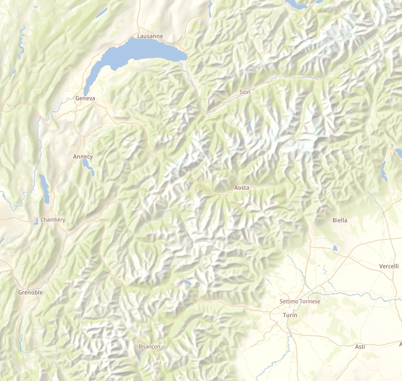 Landscape map with hillshading