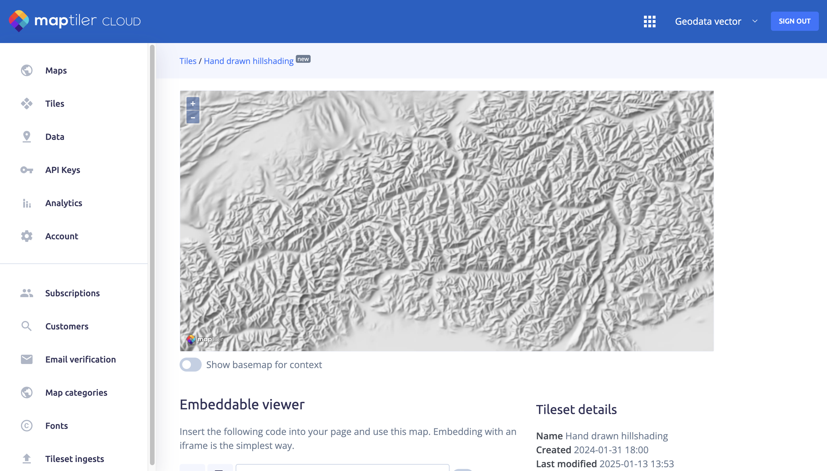 Hand-drawn Hillshading tileset