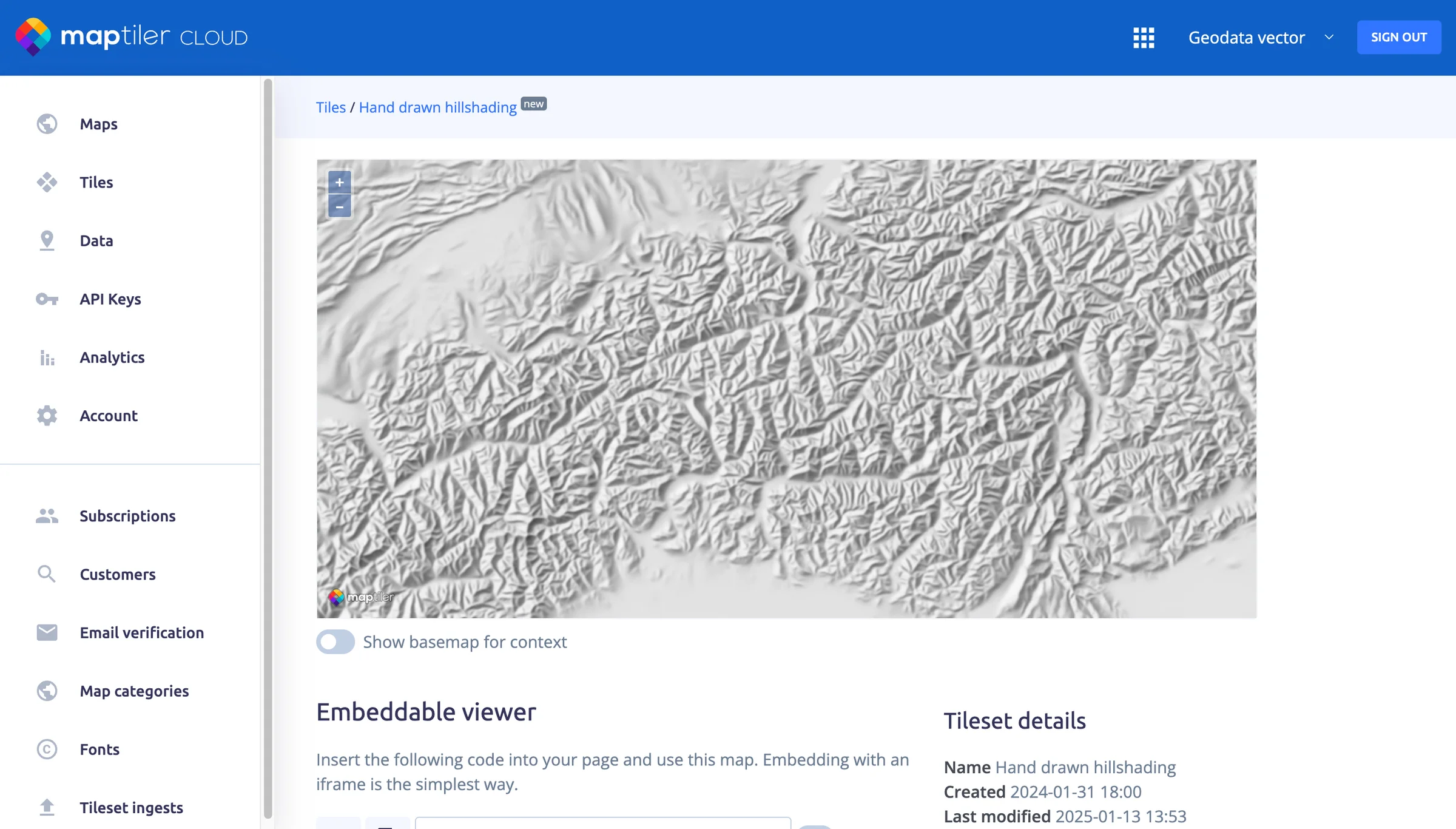Hand-drawn Hillshading tileset