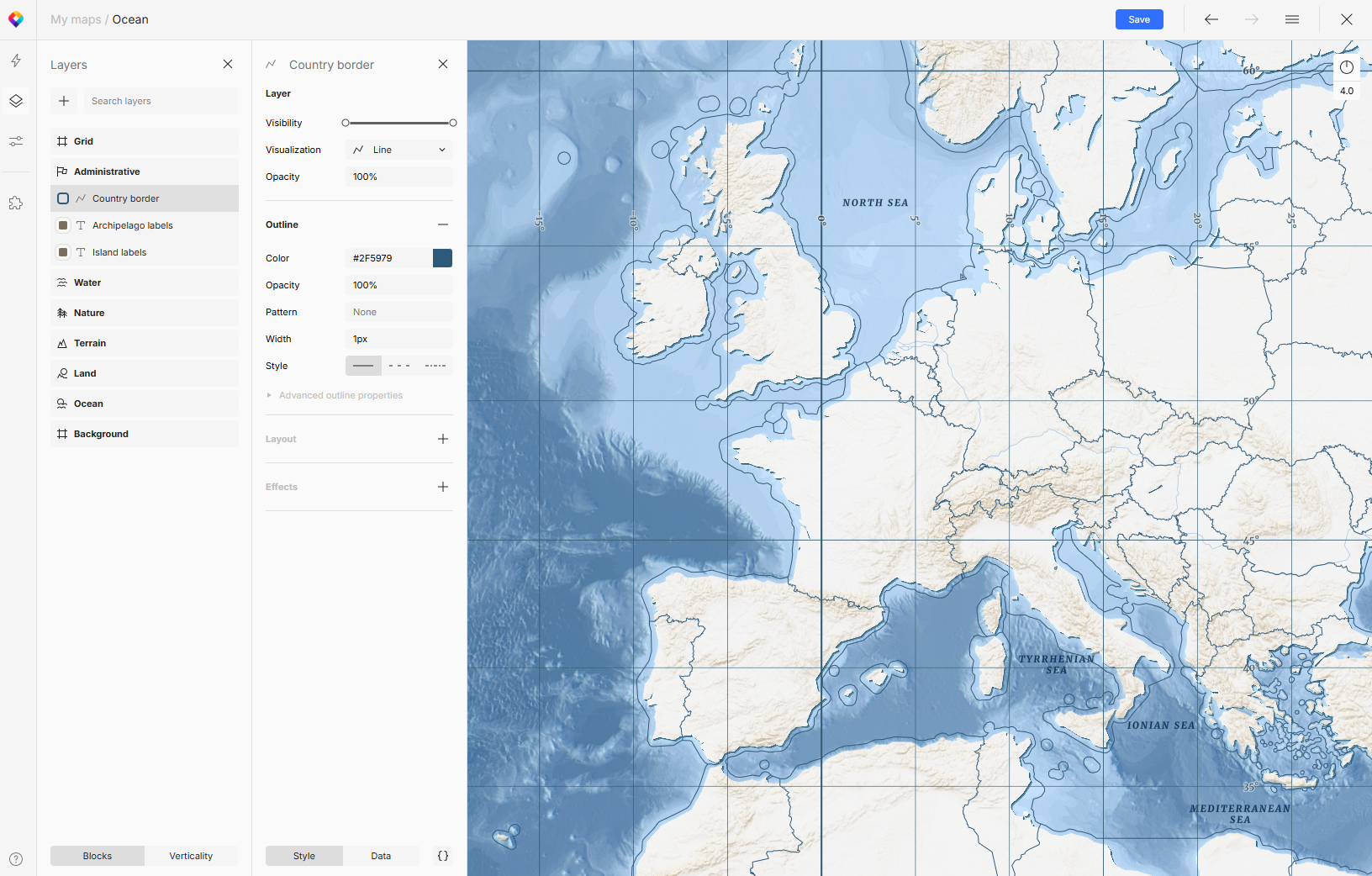Adding country borders to Ocean map