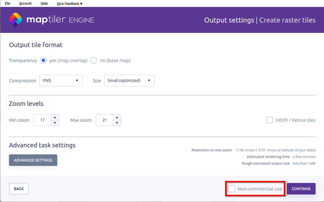 Output settings