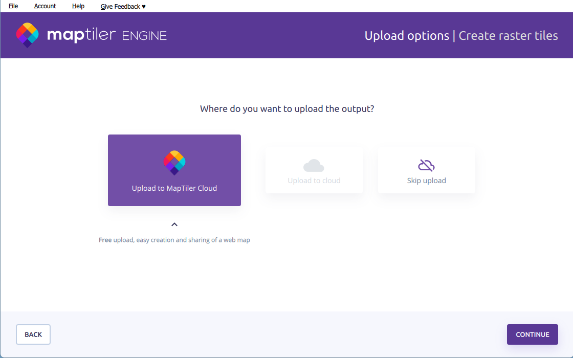 Upload options