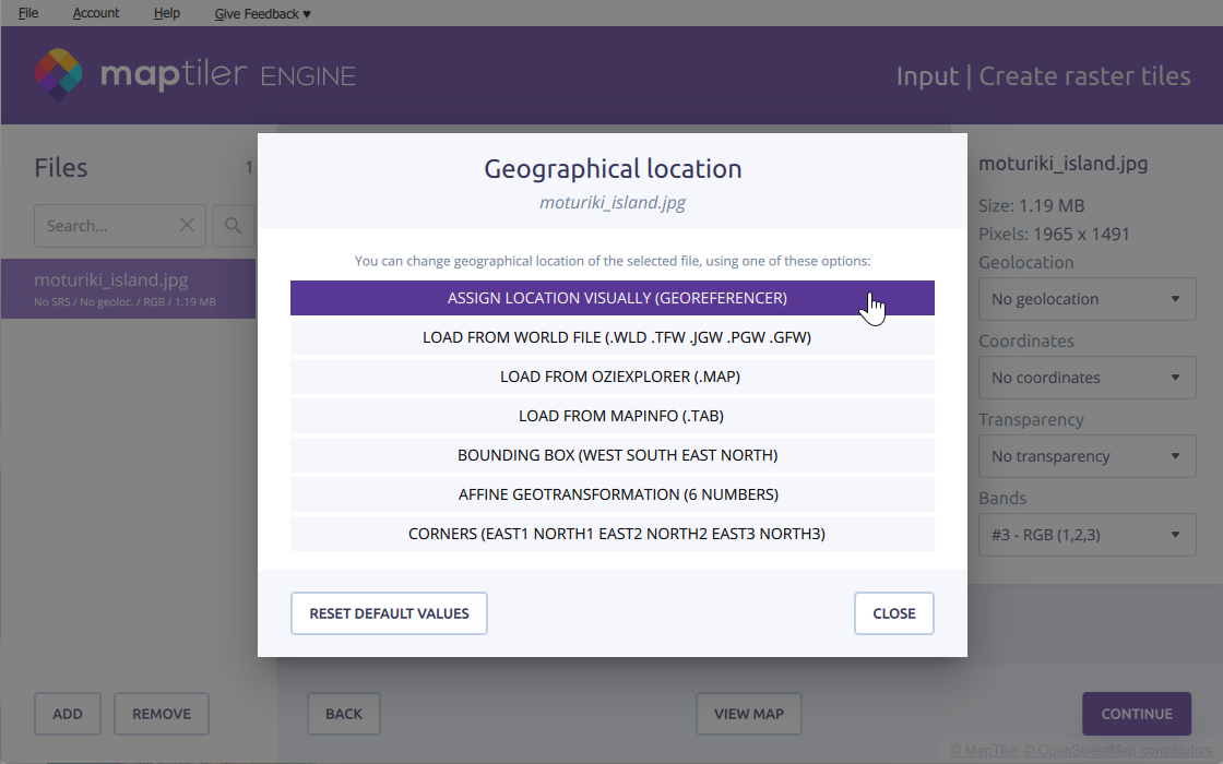Assign geolocation