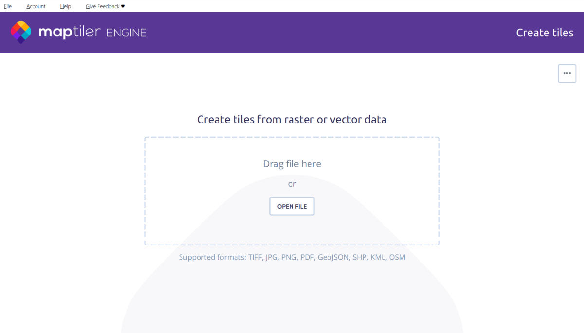 MapTiler Engine initial page