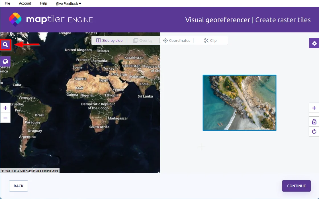 Find area on basemap